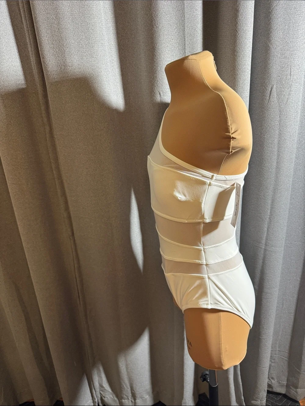 Adore Me White One-Shoulder Mesh Band Bathingsuit